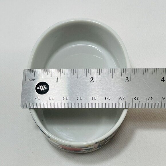 Ashibi Japan Trinket Box Dish 4” Porcelain Flower White Gold Red Storage Oval - Picture 9 of 10